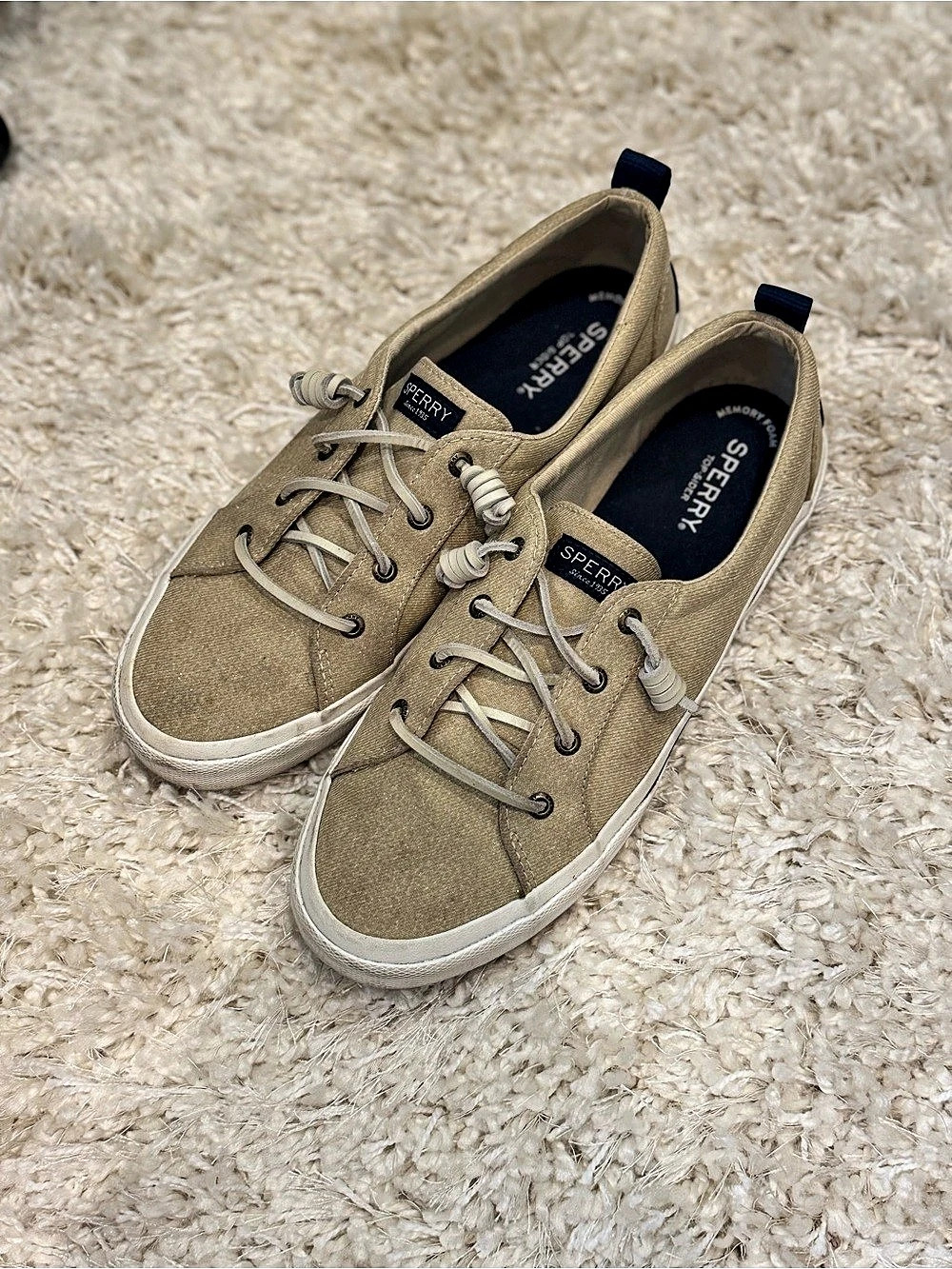 Sperry Crest Vibe Linen Linen Slip On Sneakers Oat Size 10